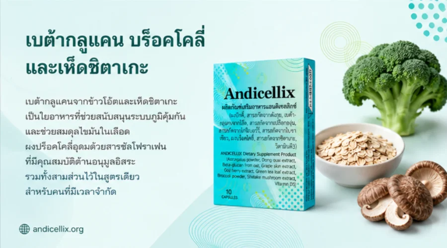 Andicellix — เบต้ากลูแคน บร็อคโคลี่ และเห็ดชิตาเกะในสูตร